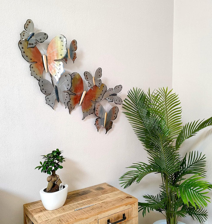 Metall Wand-Bild Schmetterlinge bunt 60 x 105cm Deko-Skulptur Wanddeko Metallbild, Schmetterlinge bu