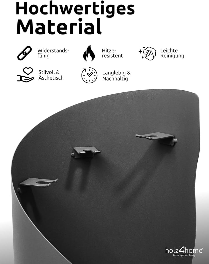 holz4home® Kaminbesteck 5-tlg. Grauschwarz mit Holzgriff inkl. Ofenhandschuh I Kaminset Kamingarnitu