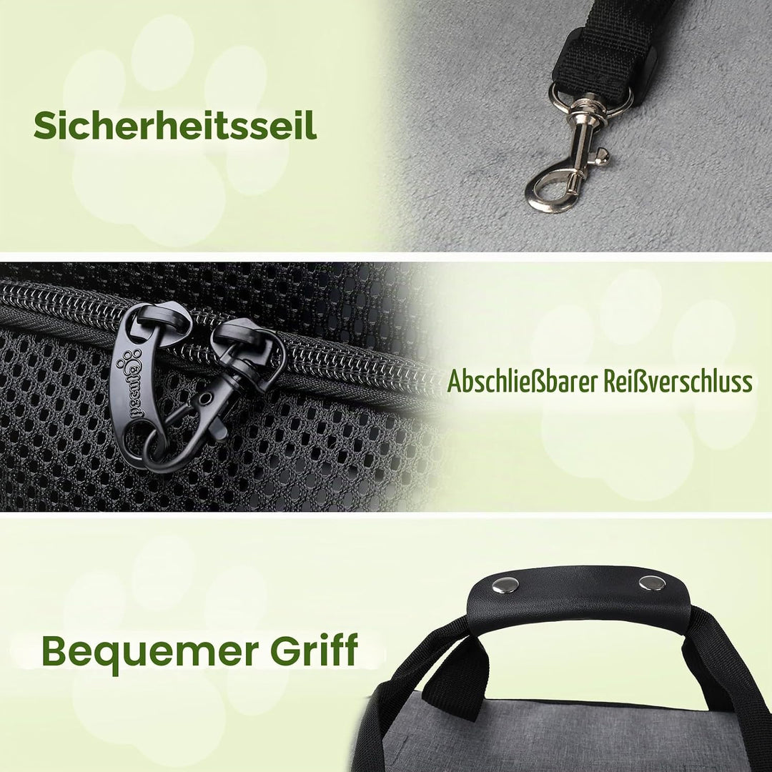 Pecute Katzentransportbox Transportbox Katze Gross, 48x33x34cm Erweiterbar Katzenbox für 2 Katzen Hu