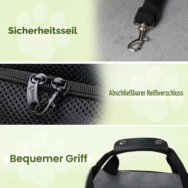 Pecute Katzentransportbox Transportbox Katze Gross, 48x33x34cm Erweiterbar Katzenbox für 2 Katzen Hu