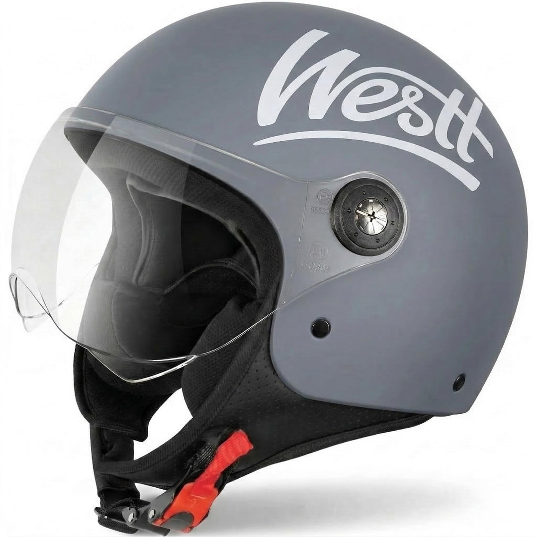 Westt Jethelm mit Visier Motorradhelm Herren Damen Helm Motorrad Roller Helm Mopedhelm Chopper Retro