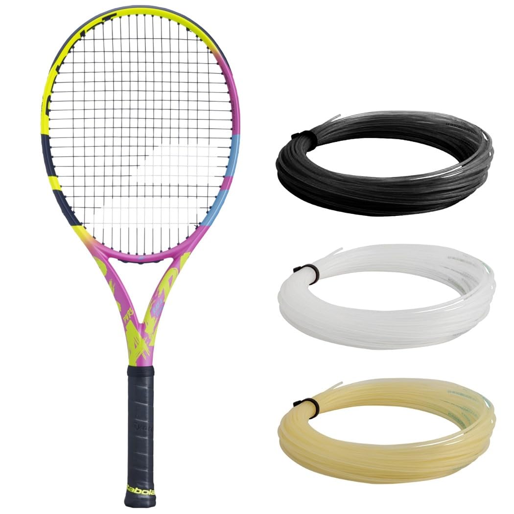 Babolat Pure Aero Rafa Origin Tennisschläger (11,4 cm Griff) – bespannt mit 16 g weissem Syn Gut bei