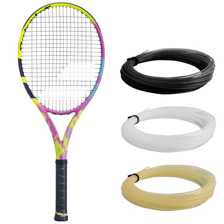 Babolat Pure Aero Rafa Origin Tennisschläger (11,4 cm Griff) – bespannt mit 16 g weissem Syn Gut bei