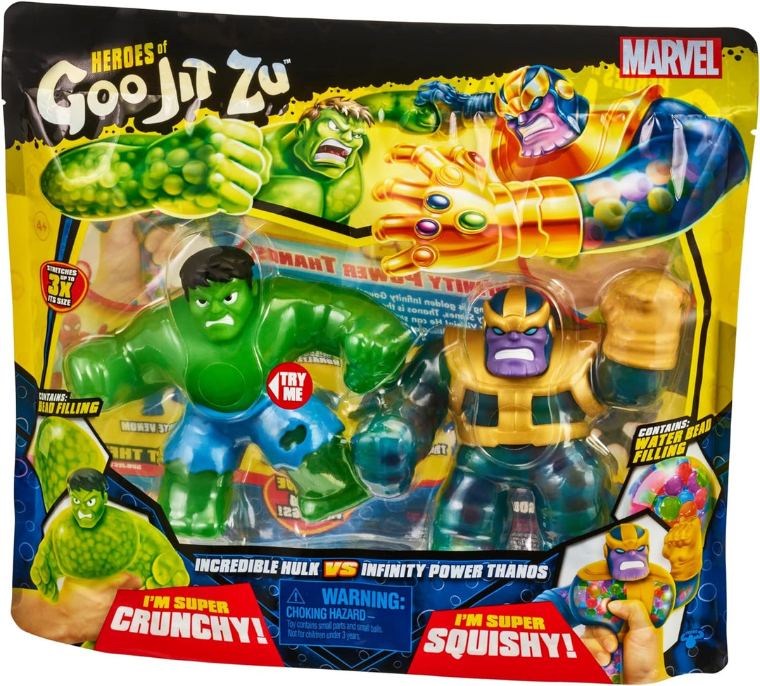 Heroes of Goo Jit Zu Marvel Versus Pack - Hulk vs Thanos, Squishy, Stretchy, Gooey Heroes, Perfect C
