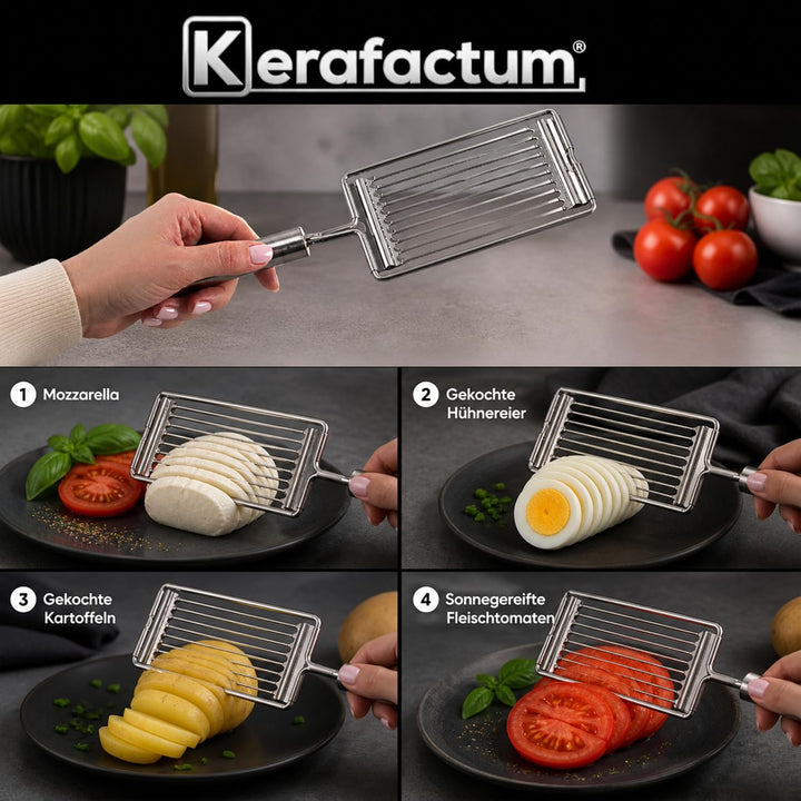 Kerafactum Tomatenmesser Tomaten Messer Tomatenschneider Obstschneider Mozarella Eierschneider Tomat