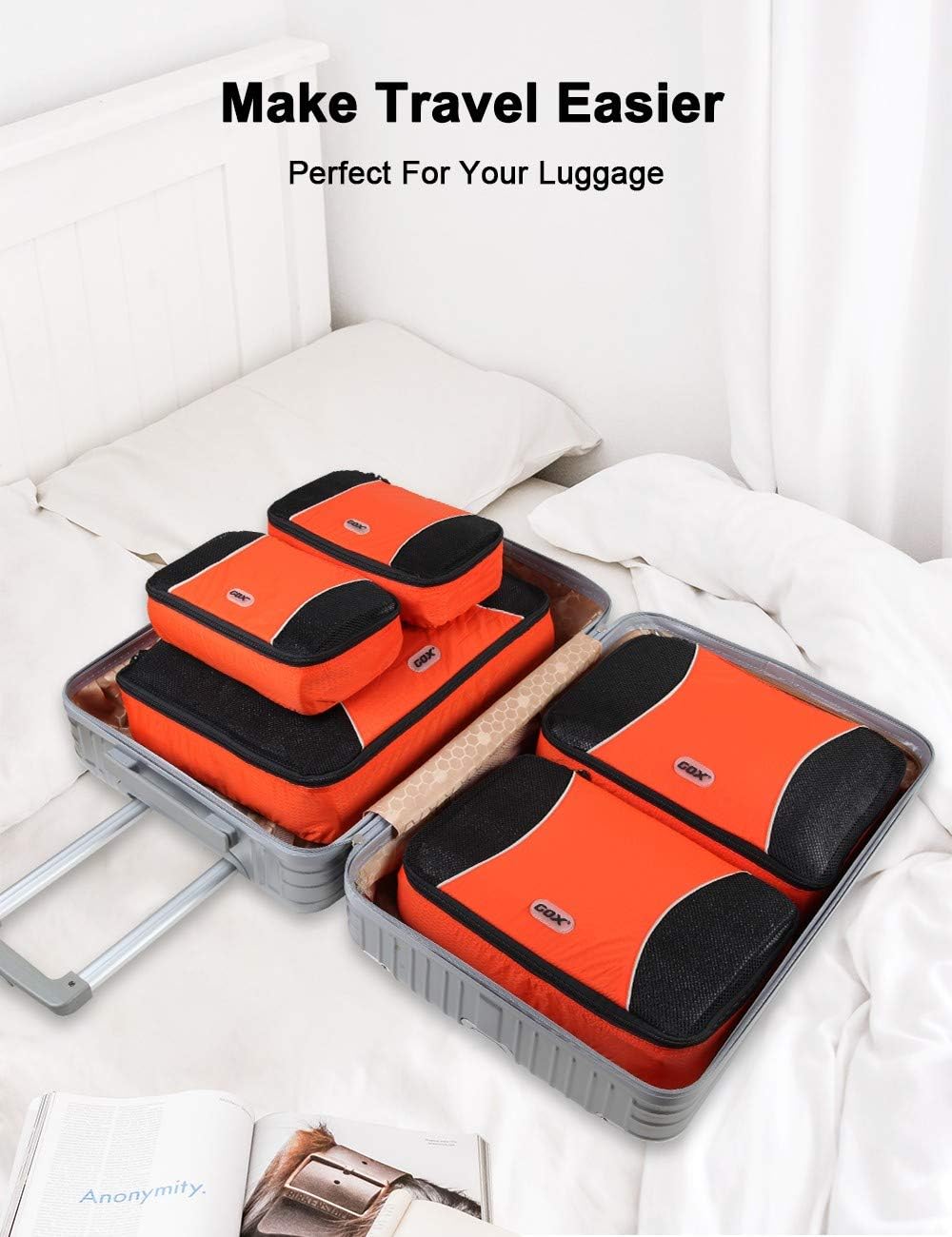 GOX 507, Uni Kofferorganizer Orange Orange 1xLarge 2xMedium 2xSmall, Orange