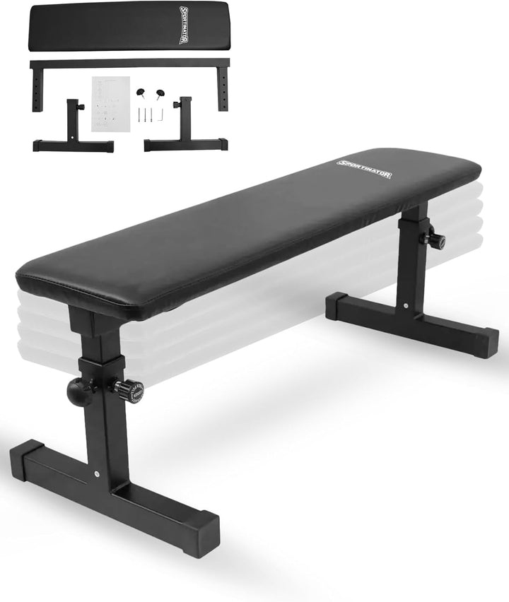 SPORTINATOR® verstellbare Hantelbank – Flachbank für vielseitiges Krafttraining, 5-fach höhenverstel