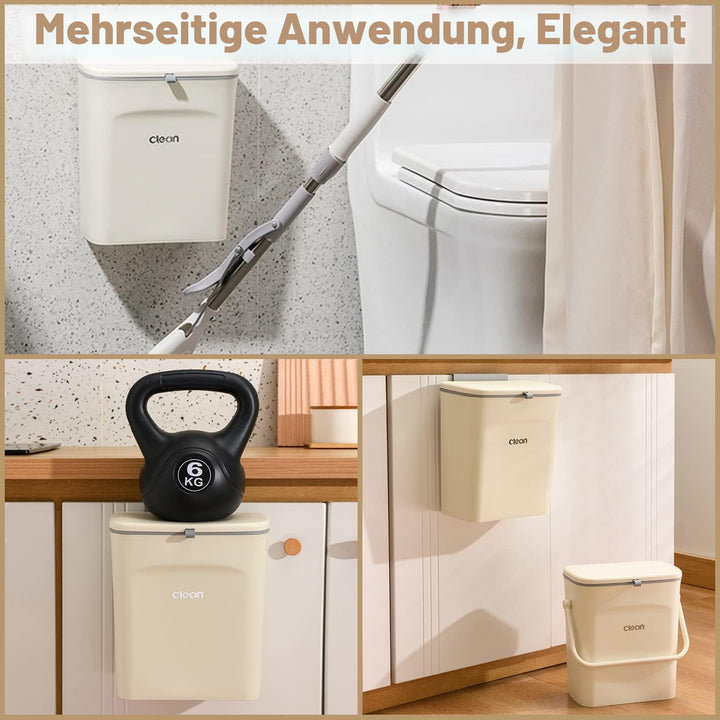 Komposteimer Küche,10L Biomülleimer,Camping Mülleimer,Hängender Mülleimer Küche mit Deckel für Badez