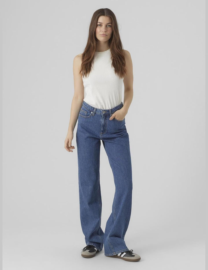 Vero Moda Female Weit geschnitten VMTESSA Hohe Taille Weit geschnitten Jeans 25W / 30L Medium Blue D