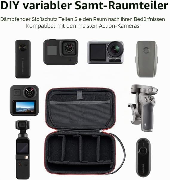 TELESIN Tragetasche Tragbare Aufbewahrungstasche für GoPro Hero 13 12 11 10 9 8 7 6 Max, DJI Osmo Ac