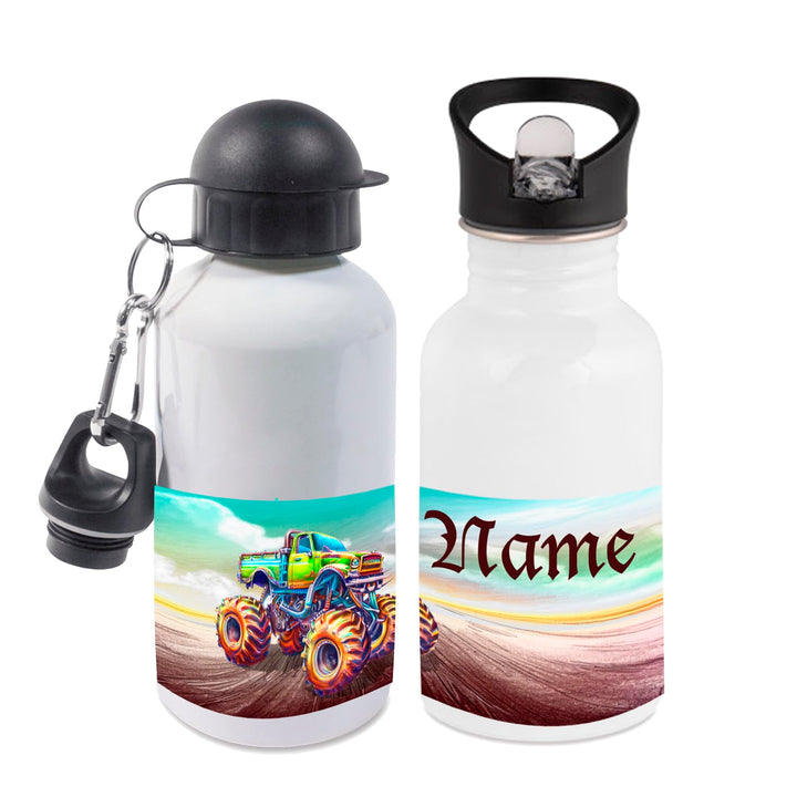 Trinkflasche mit Name/wahlweise 400ml, 500ml oder 600ml + Schriftwahl für Name + Edelstahl oder Alum