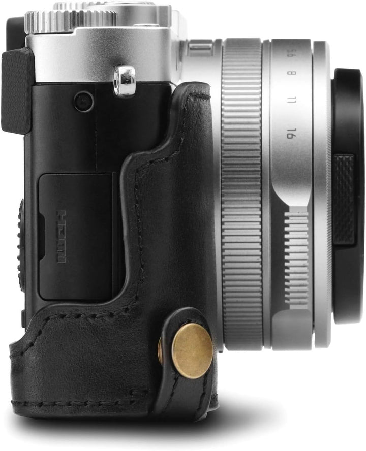MegaGear MG1603 Leica D-Lux 7 Ever Ready Echtleder Kamera-Halbtasche mit Trageriemen - Schwarz, Schw