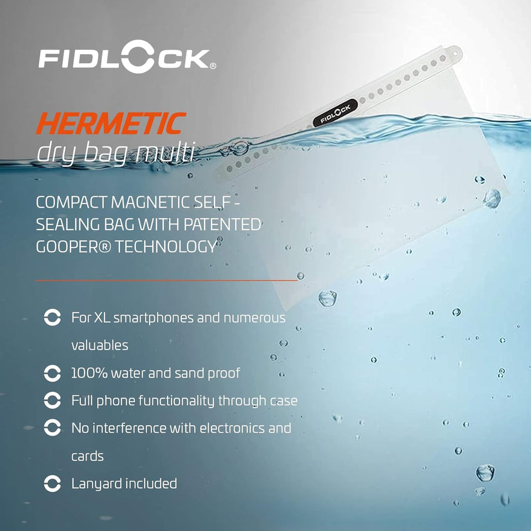 Fidlock Hermetic Drybag Mega Fabric Grau - Magnetisch selbstverschliessender wasserdichter Drybag, G