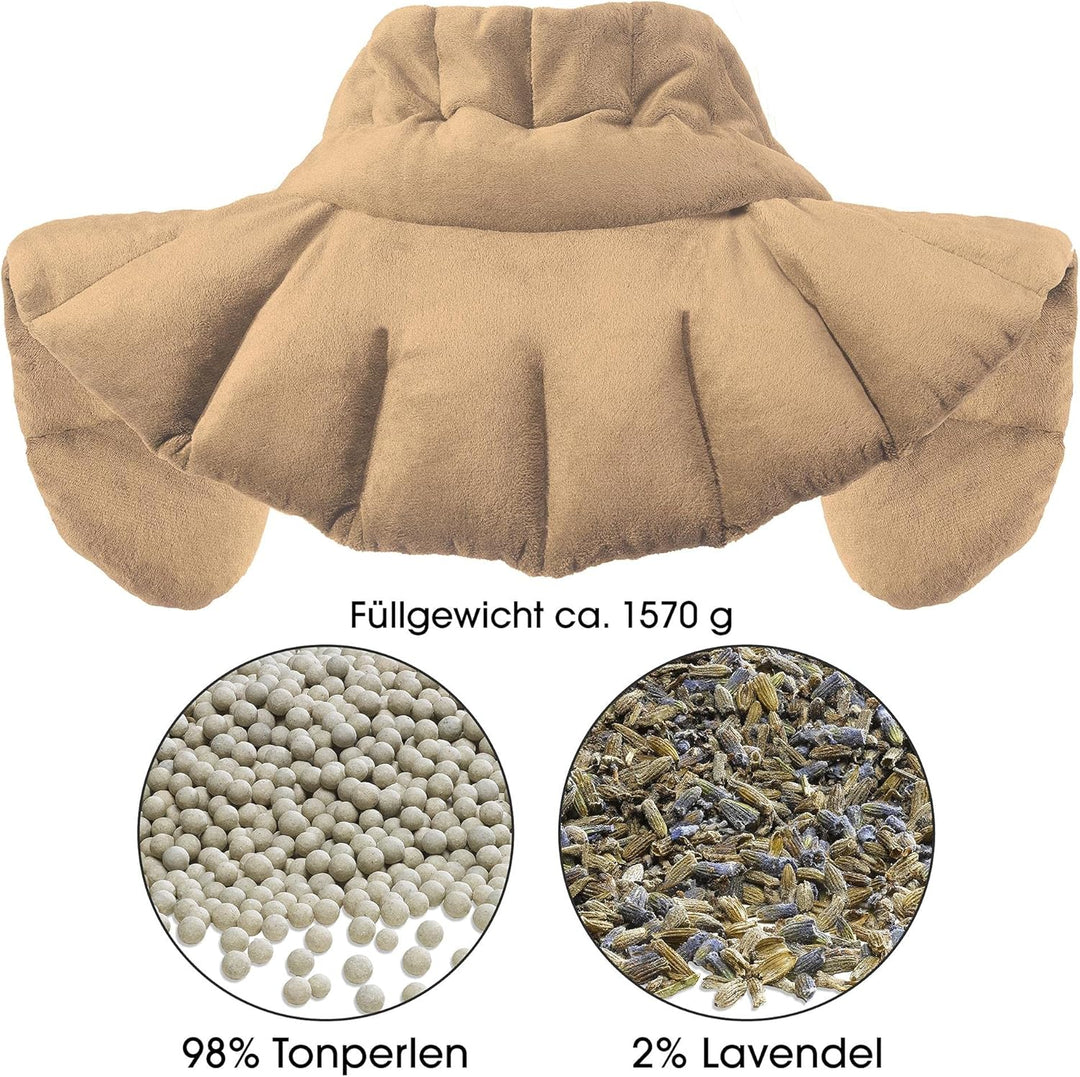 aqua-textil Schulter Nackenkissen beige Tonperlen Lavendel Wärmekissen Kälte Aroma Therapie Gewichts