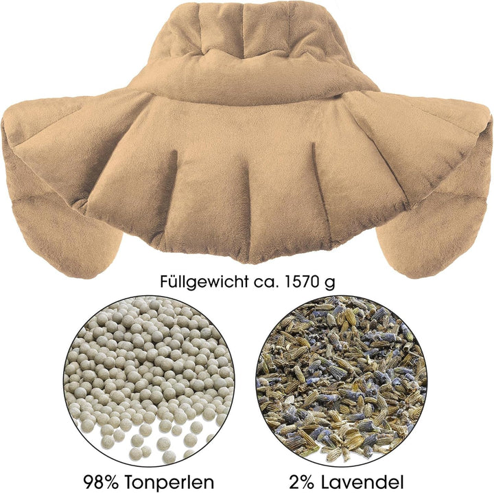 aqua-textil Schulter Nackenkissen beige Tonperlen Lavendel Wärmekissen Kälte Aroma Therapie Gewichts