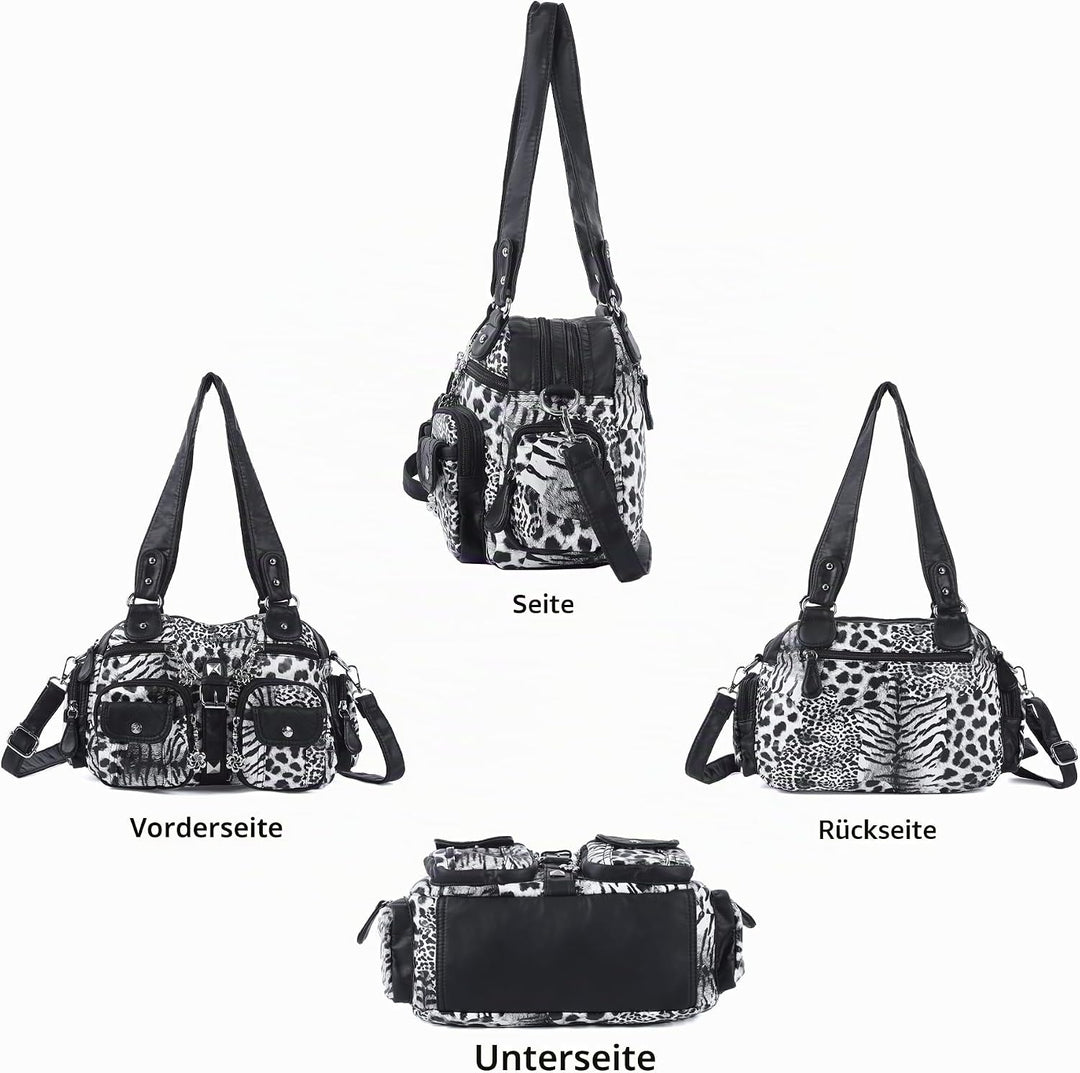 Angel Kiss Damen Handtasche 2 Hauptfächer Multifunktionale Handtasche Weich PU Leder Tasche mit Reis