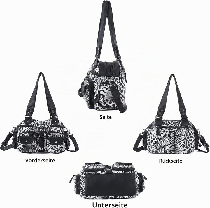 Angel Kiss Damen Handtasche 2 Hauptfächer Multifunktionale Handtasche Weich PU Leder Tasche mit Reis