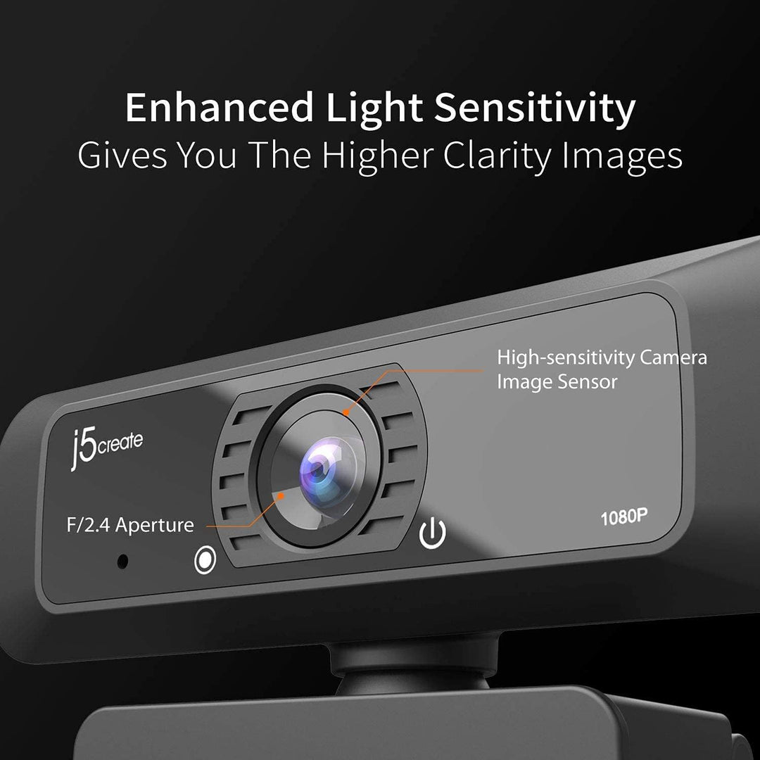 j5create USB Streaming Webcam - 1080P HD mit 360° Rotation, High Fidelity Mikrofon, ideal für Skype,