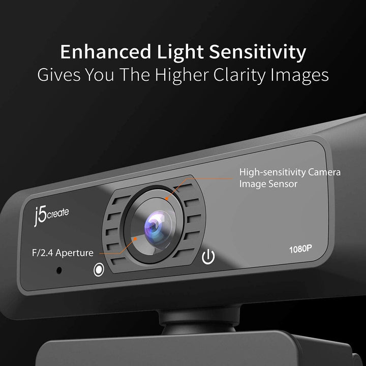 j5create USB Streaming Webcam - 1080P HD mit 360° Rotation, High Fidelity Mikrofon, ideal für Skype,