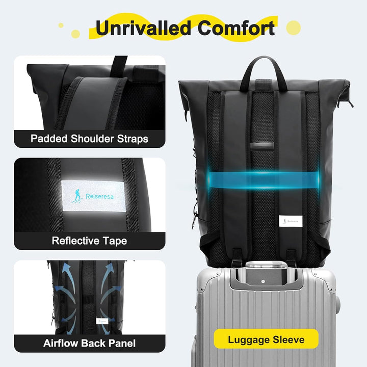 Rolltop Rucksack Herren Damen Wasserdicht Grosse Laptop Rucksack Reiserucksack mit Multifunktionale