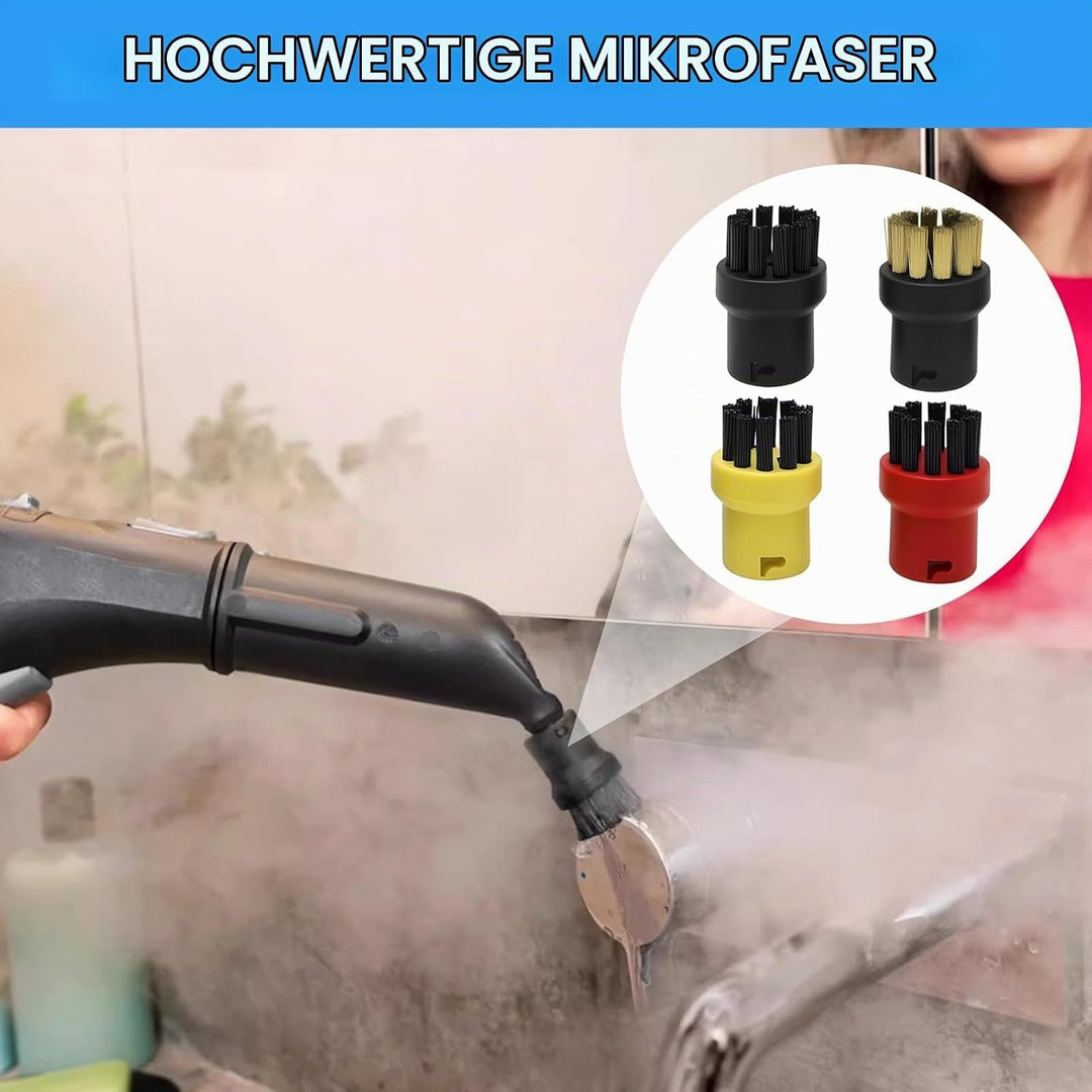 12 Stück für Kärche Dampfreiniger Zubehör, Rundbürste, Fugenbürsten, Handdüse Microfiber Cloth, Powe