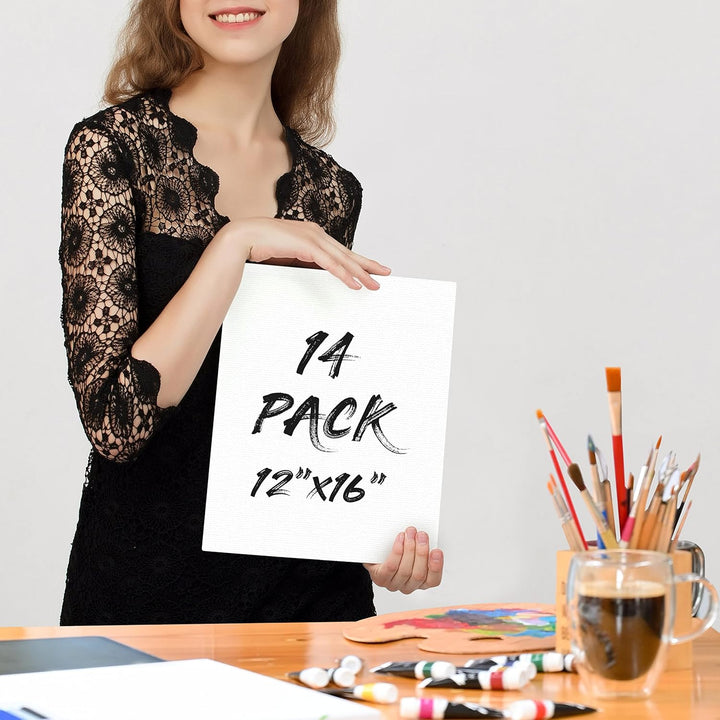 Belle Vous 14 Stk Leere Leinwände zum Bemalen – 30 x 40 cm – Bespannte Leinwand Rahmen – Leinwände f