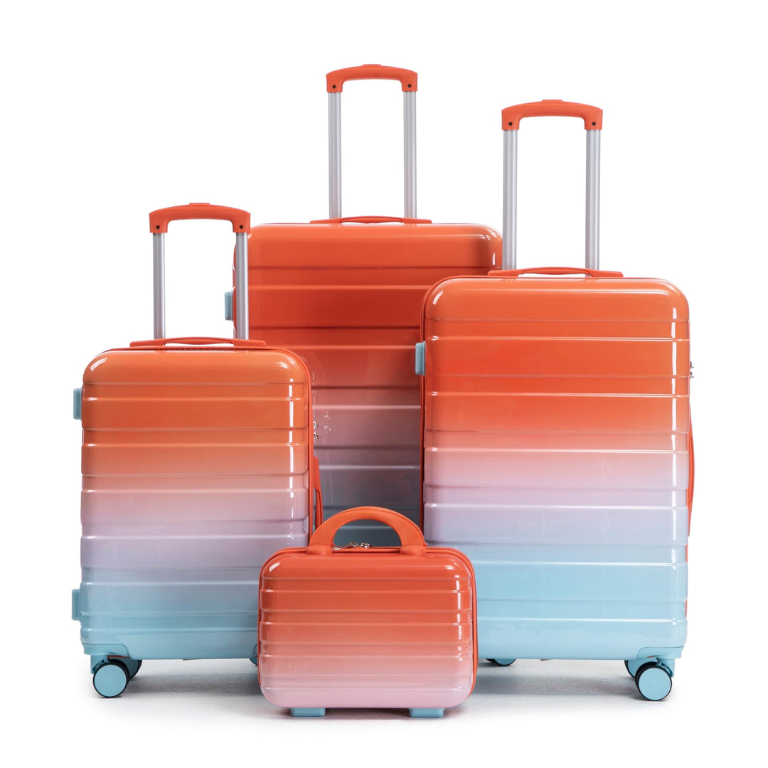 Hartschalen-Koffer Trolley Handgepäck Rollkoffer, Reisekoffer Set mit 4 Rollen, 4er Gepäckset, Blau