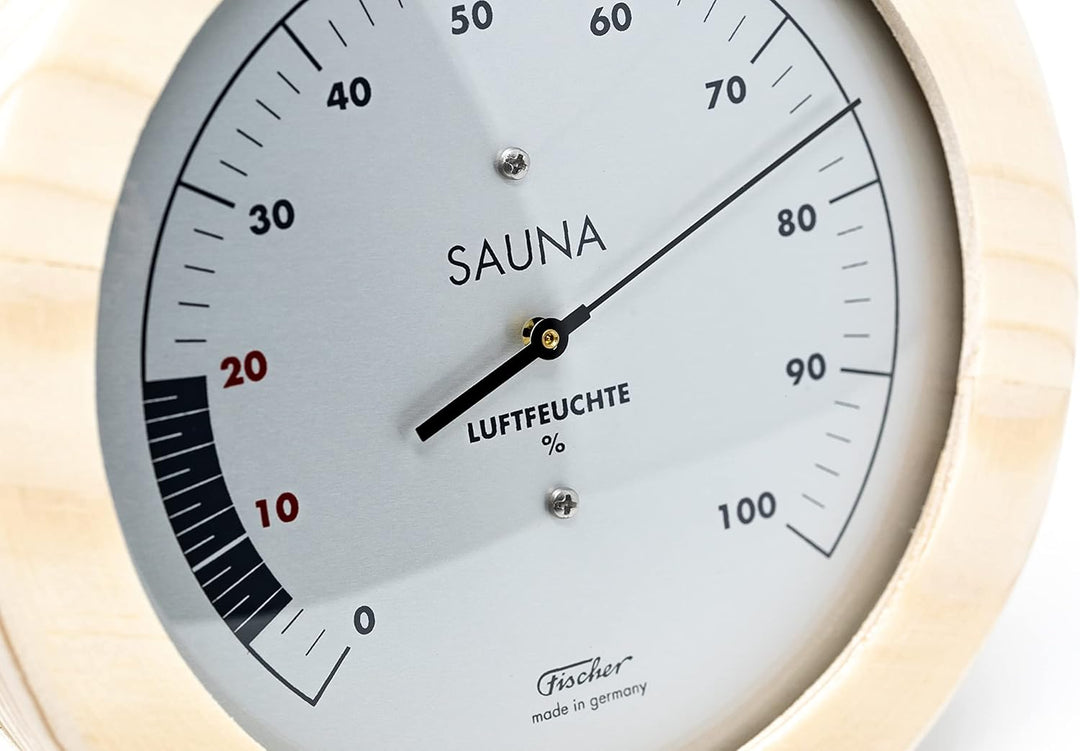 Fischer 196H-03 - Sauna-Hygrometer synthetisch - 155mm Sauna-Luftfeuchtigkeitsmesser – Kiefer-Gehäus