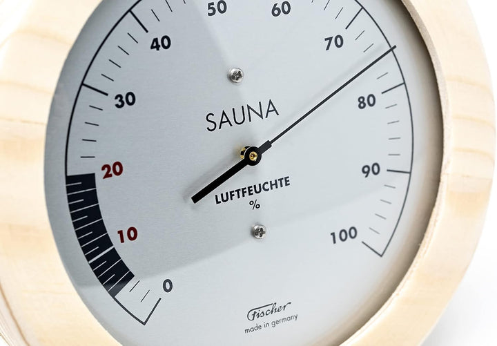 Fischer 196H-03 - Sauna-Hygrometer synthetisch - 155mm Sauna-Luftfeuchtigkeitsmesser – Kiefer-Gehäus