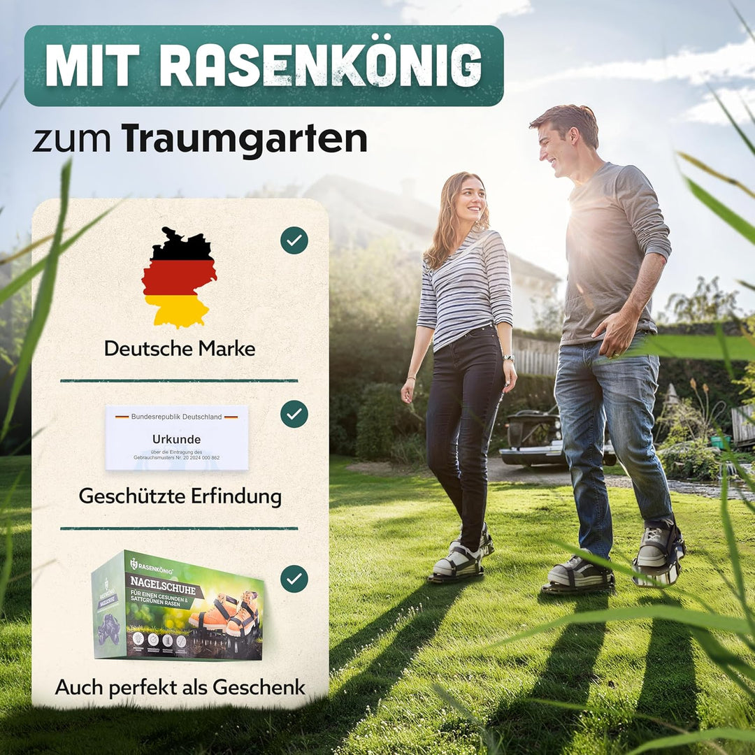 RASENKÖNIG Nagelschuhe Pro | Rasenlüfter Schuhe + Estrichschuhe | Rasenbelüfter Vertikutierer und Ae
