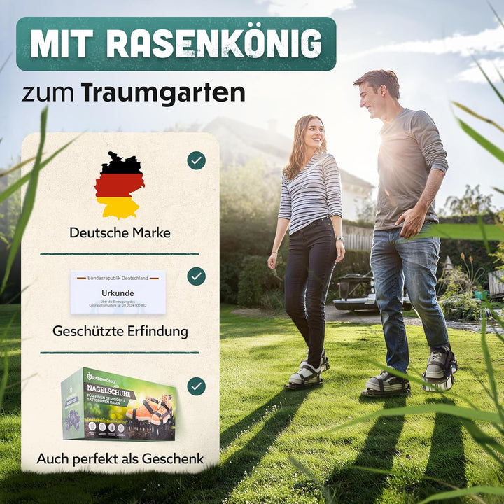 RASENKÖNIG Nagelschuhe Pro | Rasenlüfter Schuhe + Estrichschuhe | Rasenbelüfter Vertikutierer und Ae