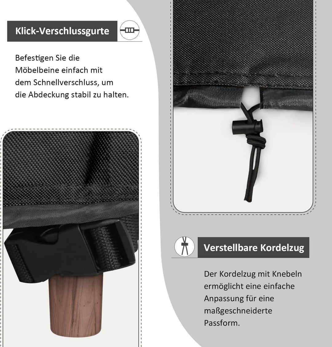 Dokon Abdeckung für Gartenmöbel Winterfest Gartentisch Schutzhülle Outdoor | 420D Oxford, Wasserdich
