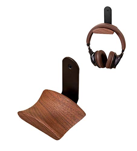 Headset Halterung mit 6cm Breiter Kopfstütze aus Nussbaum,Kopfhörer Ständer mit 3M Klebeband und Sch