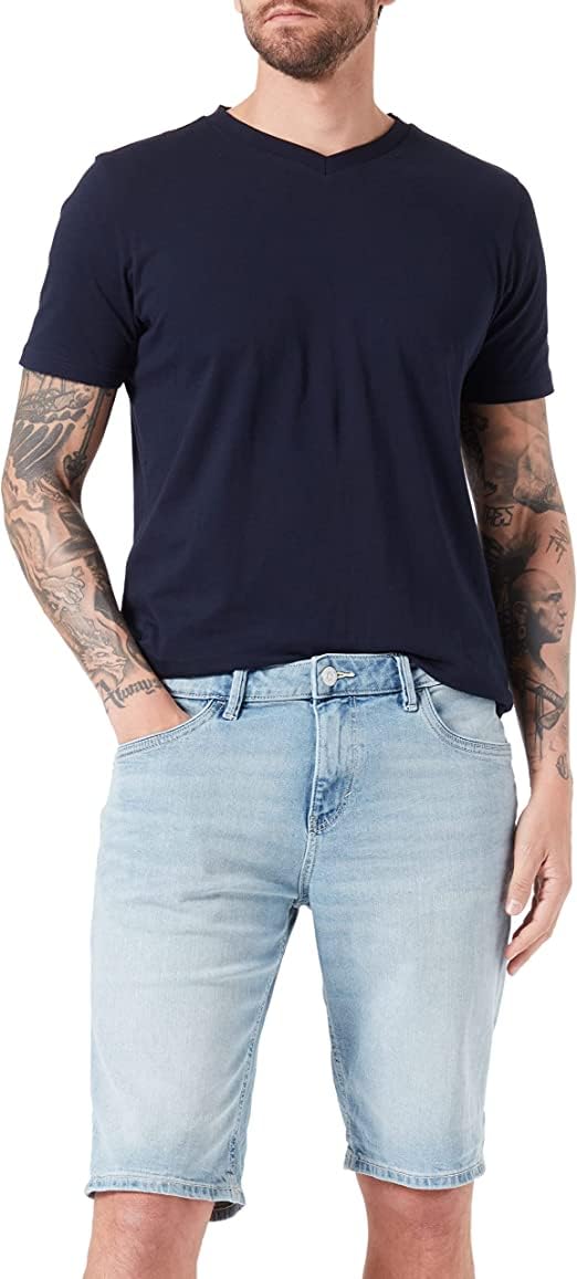 TOM TAILOR Herren Slim Fit Jeans Bermuda Shorts mit Stretch 36 10280 - Light Stone Wash Denim, 36 10