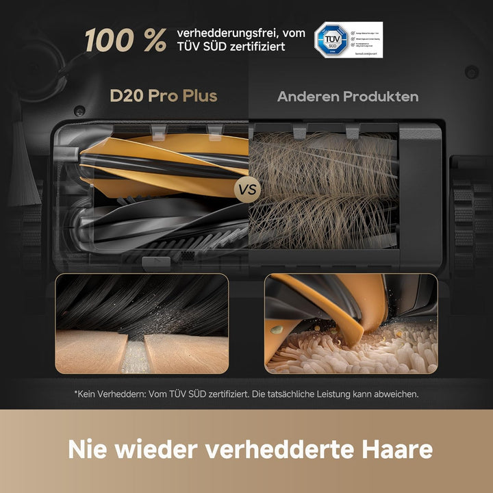 dreame D20 Pro Plus Saugroboter, 13.000 Pa Saugkraft, DuoBrush für Tierhaare, Eckenrein, Selbstentl,