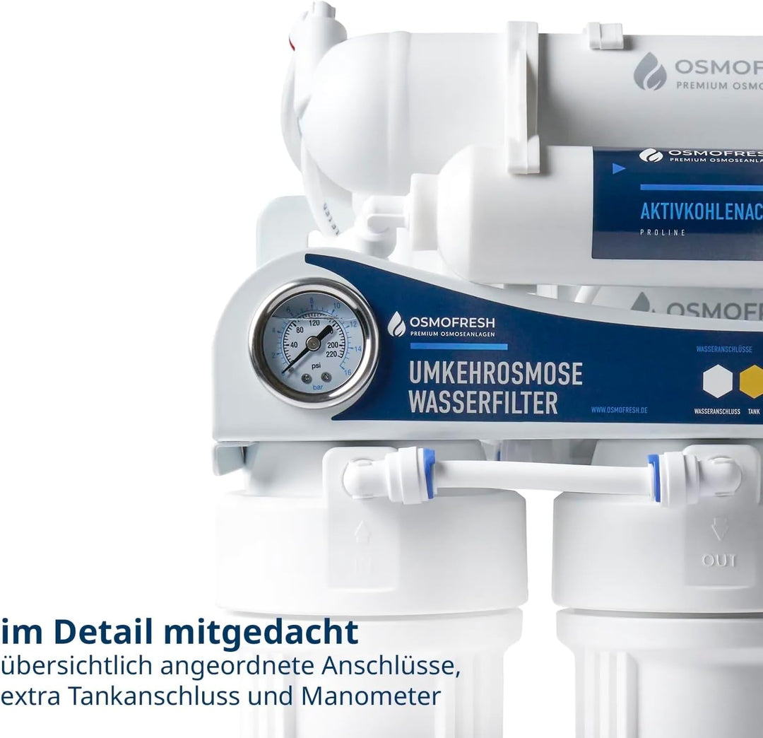 OsmoFresh Osmoseanlage Proline X3 | 450 GPD | 1,1l/min | Premium Osmosehahn GRATIS | vom Premium Her