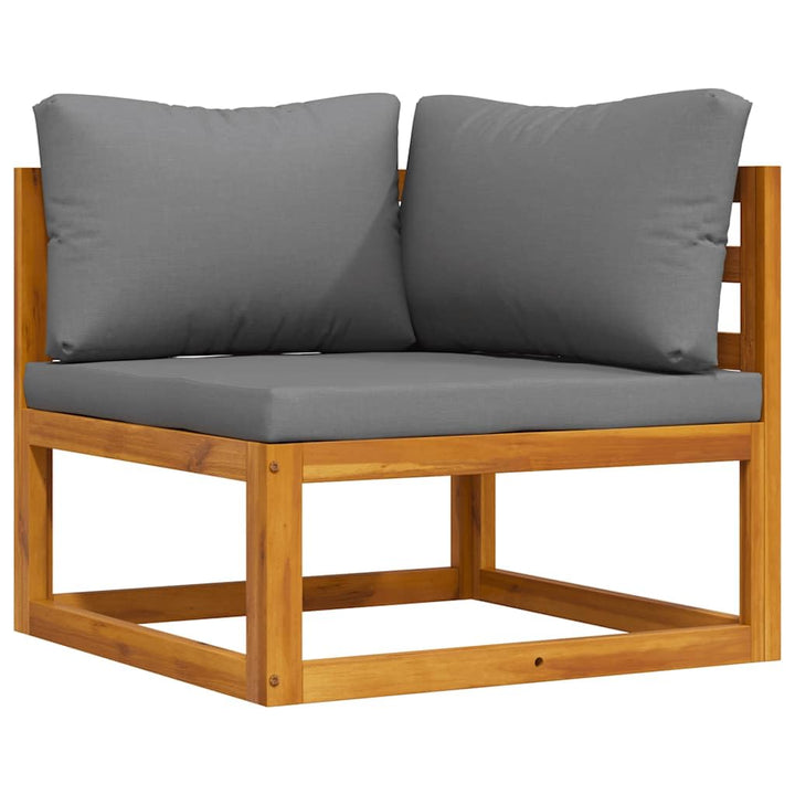 vidaXL Akazienholz Massiv Modular Ecksofa mit Dunkelgrauen Kissen Sofa Lounge Gartensofa Sessel Gart