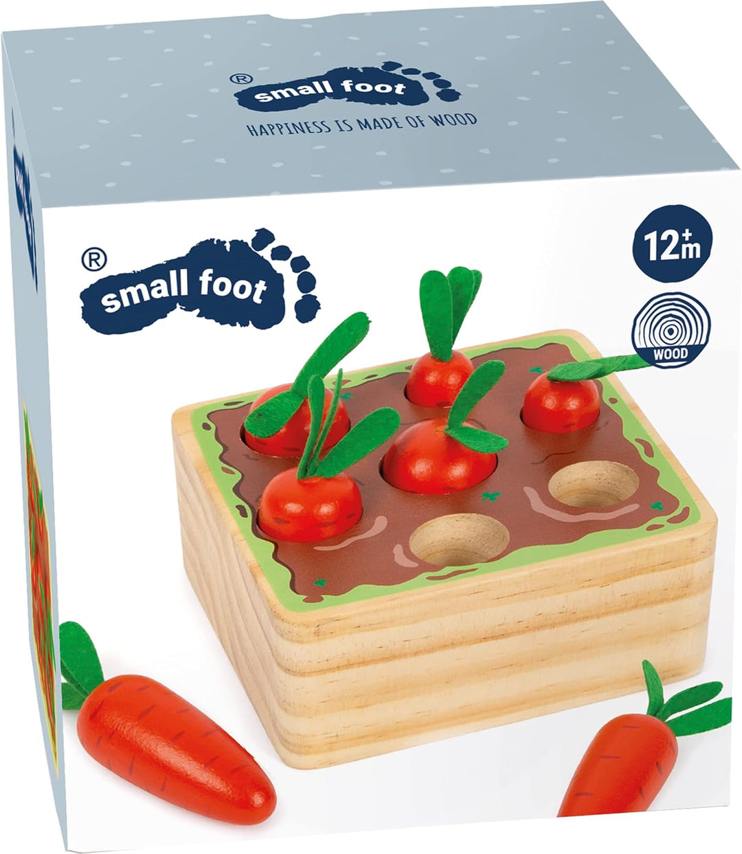 small foot Steckspiel Möhren aus Holz, für Babys ab 12 Monaten, geometrische Formen zur Schulung der