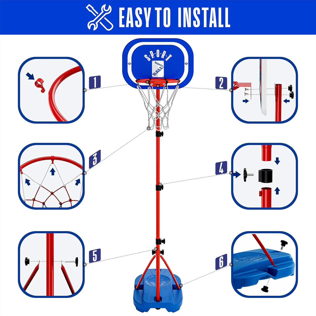 GILIKOKO Basketballkorb mit Ständer Basketballkorb Set 110-190 cm höhenverstellbares Outdoor und Ind