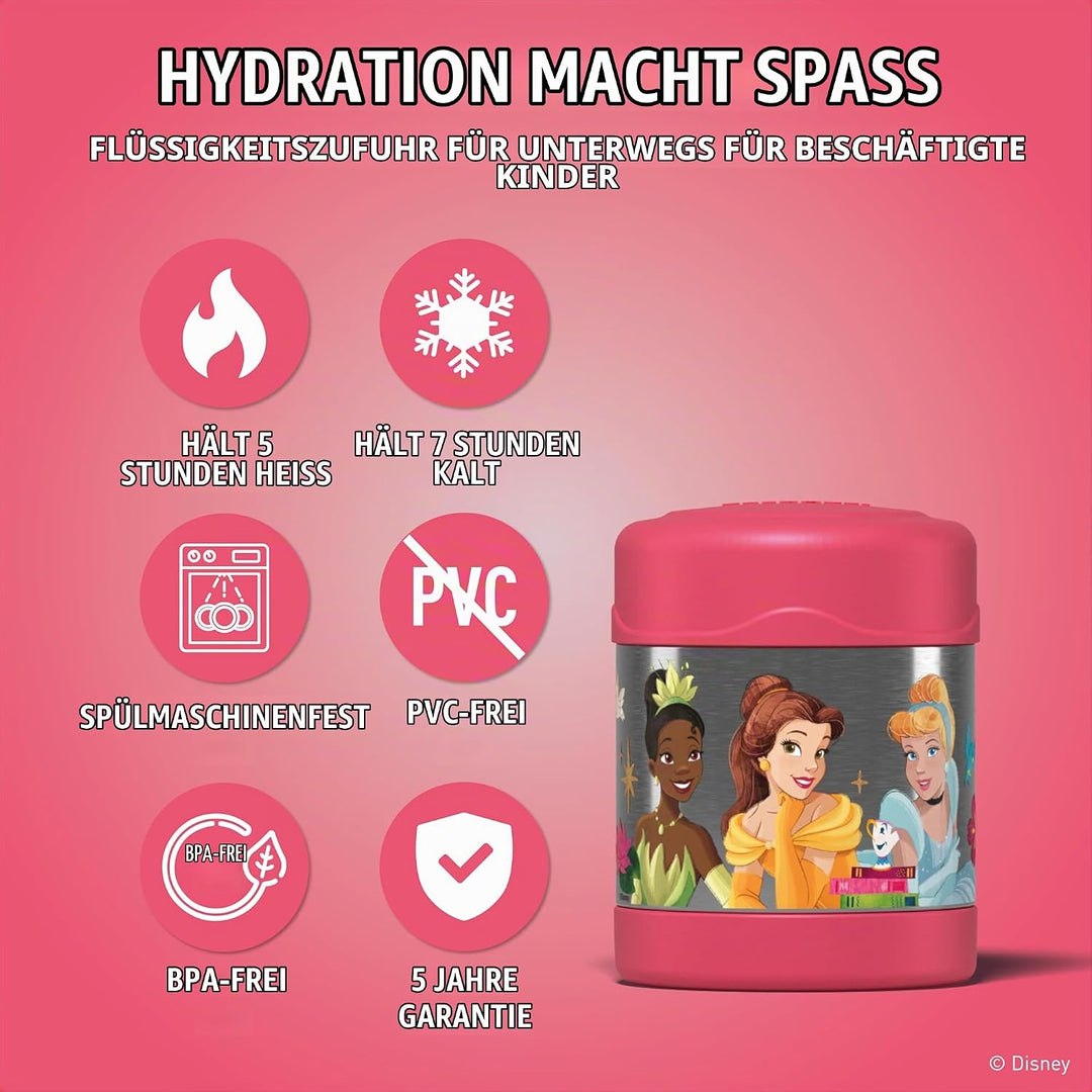 Thermos kids FUNTAINER Thermobehälter für Essen 300ml, Disney Prinzessinnen - Edelstahl, absolut dic