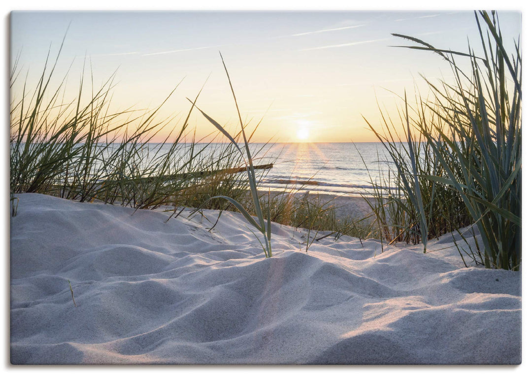 ARTland Leinwandbilder Wandbild Bild Leinwand 70x50 cm Strand Küste Ostsee Dünen Meer Landschaft Nat