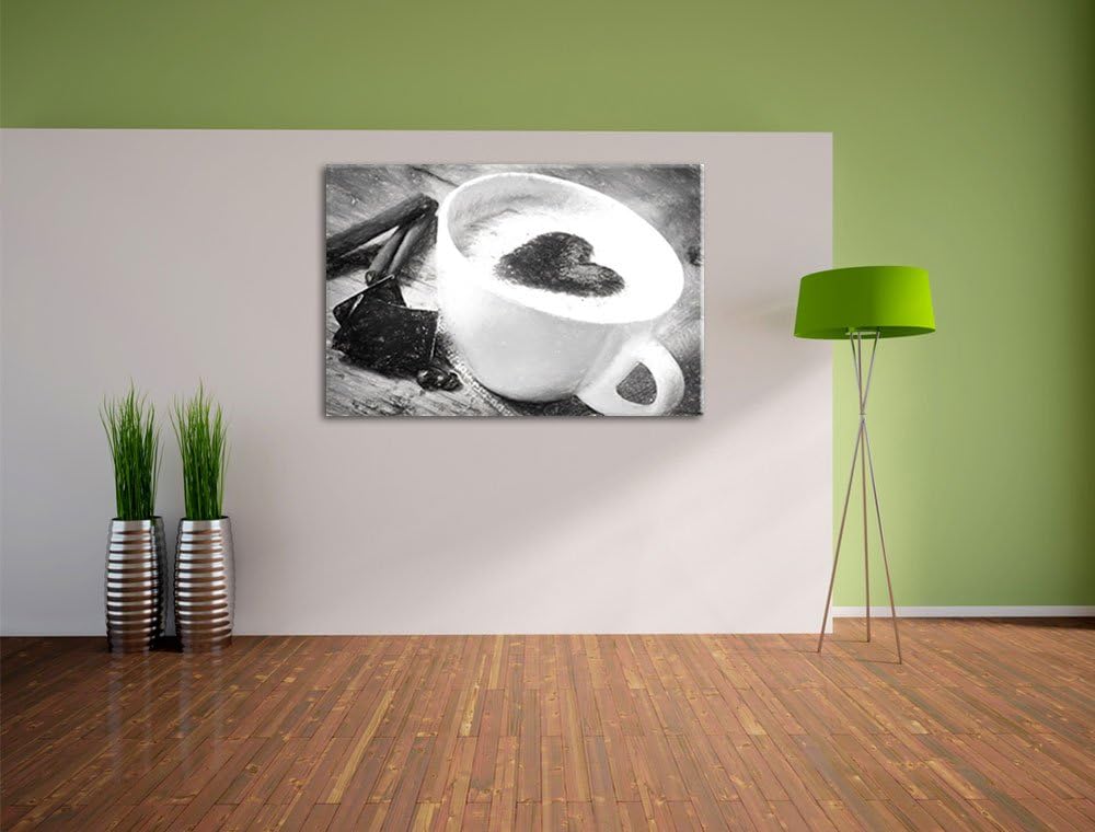 Kaffeetasse Kohle Effekt, Format: 100x70 auf Leinwand, XXL riesige Bilder fertig gerahmt mit Keilrah