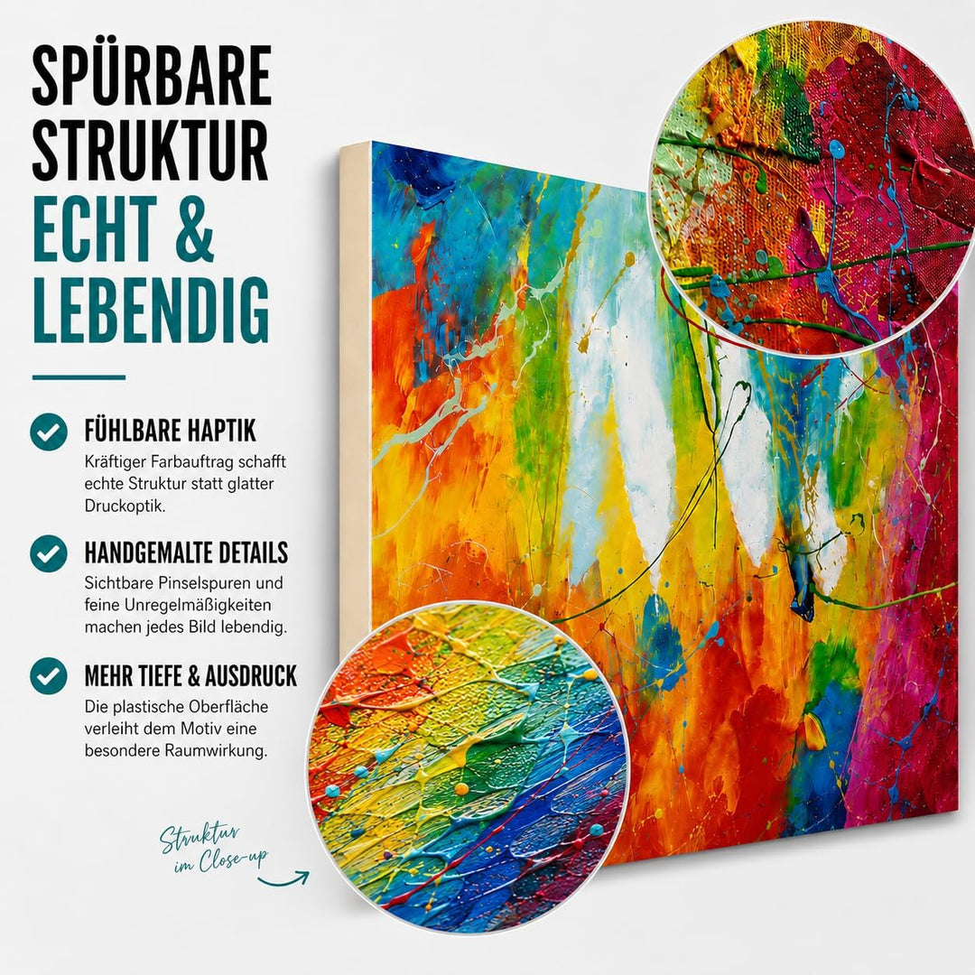 KunstLoft Leinwandbild | 100% HANDGEMALT | 150x50cm | Gemälde 'Bright Future' | Abstrakt | Bunt | Wa