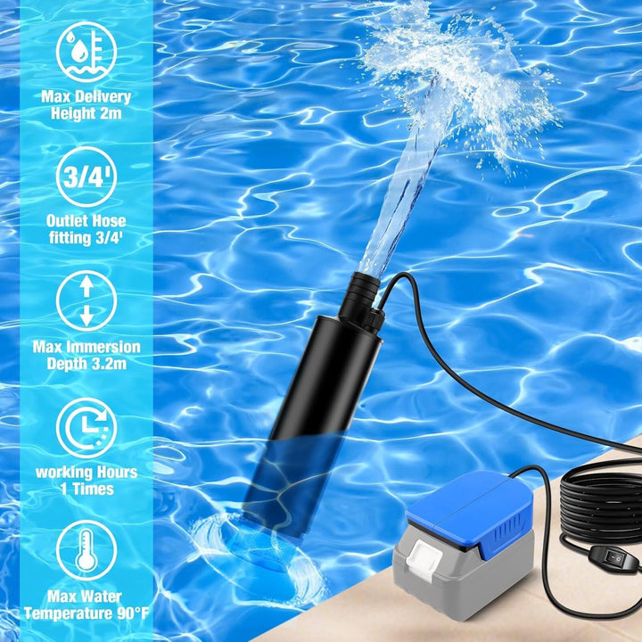 für Makita 18V Wasserpumpe – 120W Kabellose Wassertransferpumpe, 500 GPH Mini-Pumpe für Pool, Garten