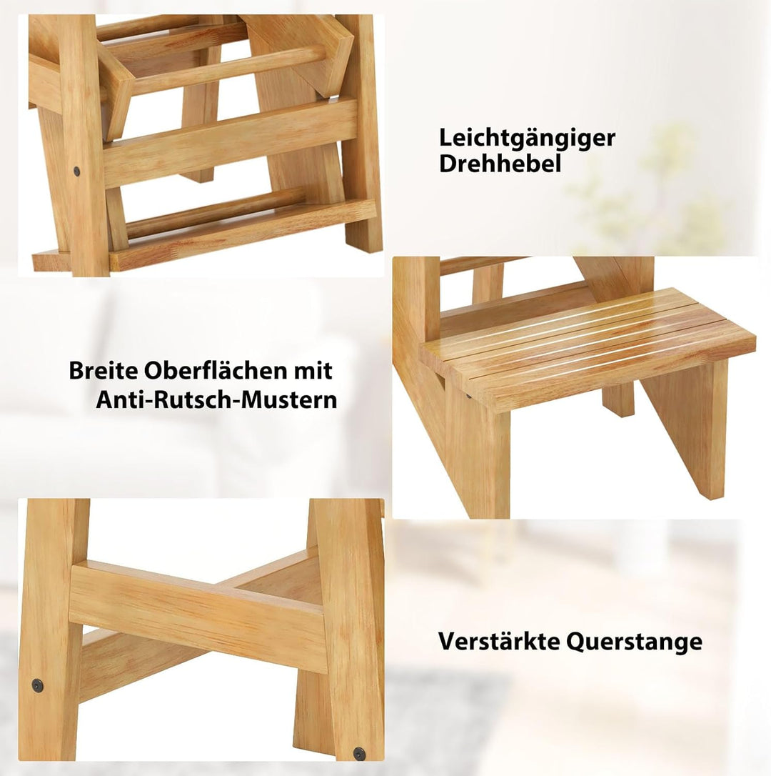 COSTWAY Tritthocker, Trittleiter 3 Stufen klappbar, Trittstuhl mit Griff, bis 270 kg, Haushaltsleite