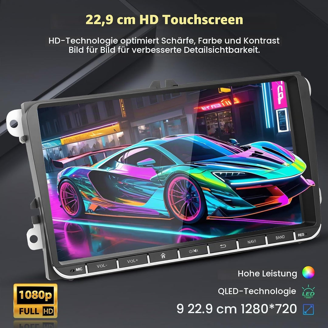 Inefala 4G+64G Android 15 Autoradio für VW Polo Golf Caddy Tiguan Touran Passat Seat mit Wireless Ca