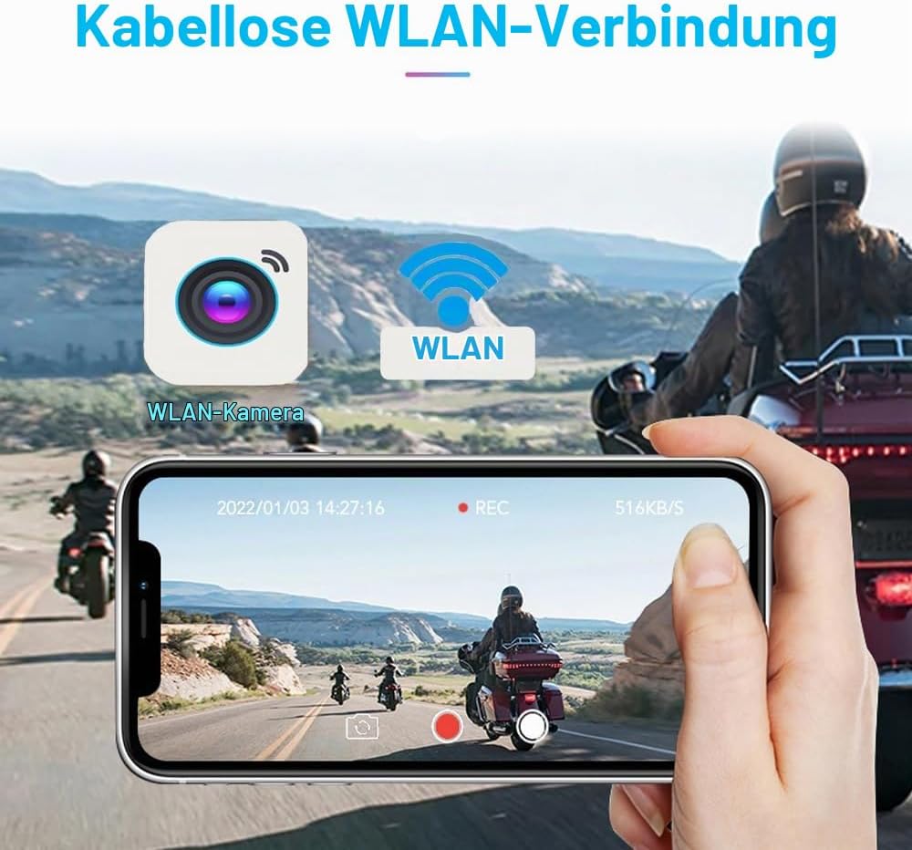 VSYSTO Motorrad-Dashcam, Duale 1080P-Front- und Rückfahrkamera 3-Zoll-IPS-Bildschirm 140 ° Weitwinke