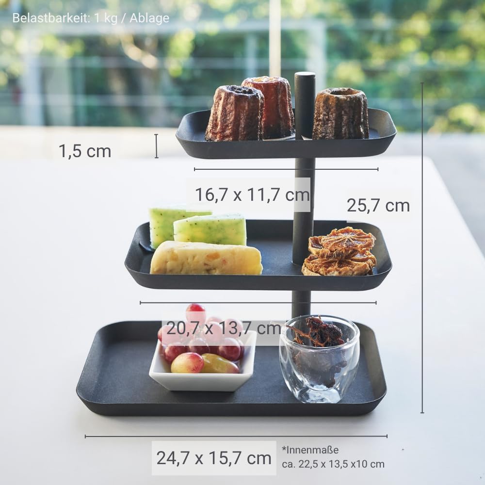 Yamazaki 4281 TOWER Etagere mit 3 Ebenen, schwarz, Stahl, Minimalistisches Design Schwarz Single, Sc