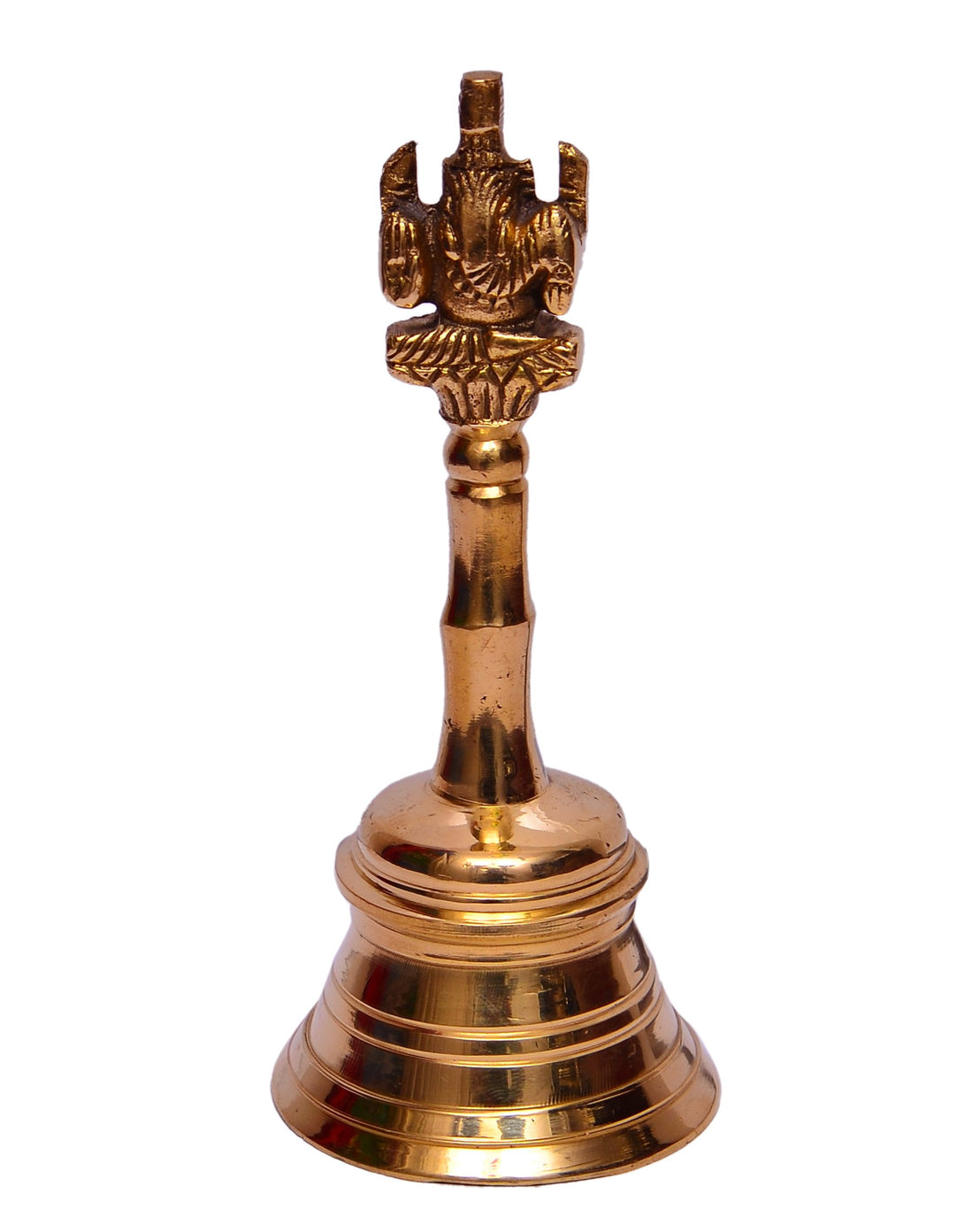 Purpledip Unique Handheld Brass bell with Lord Ganpati for Hindu pooja, Indian gift ideas (10632)