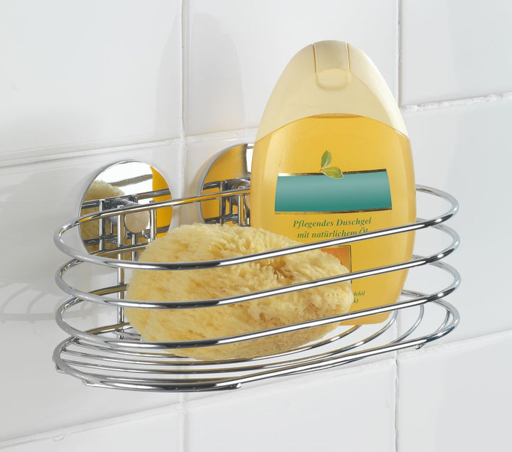 WENKO Turbo-Loc Wandablage, Wand Duschablage, Befestigen ohne Bohren, Verchromter Stahl, 23,5 x 10,5